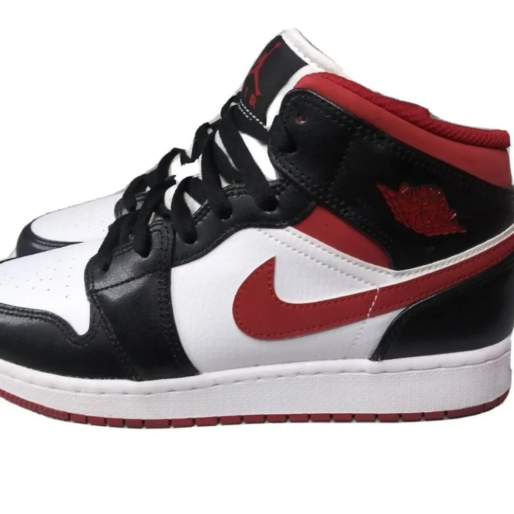 Nike Air Jordan 1 Shoes Mid GS Gym Red Black White  Size 6.5 Y